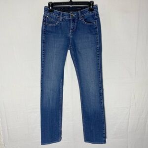 Wrangler Q Baby Med Wash Low Mid Rise Flap Pocket Straight Leg Jeans 28X36